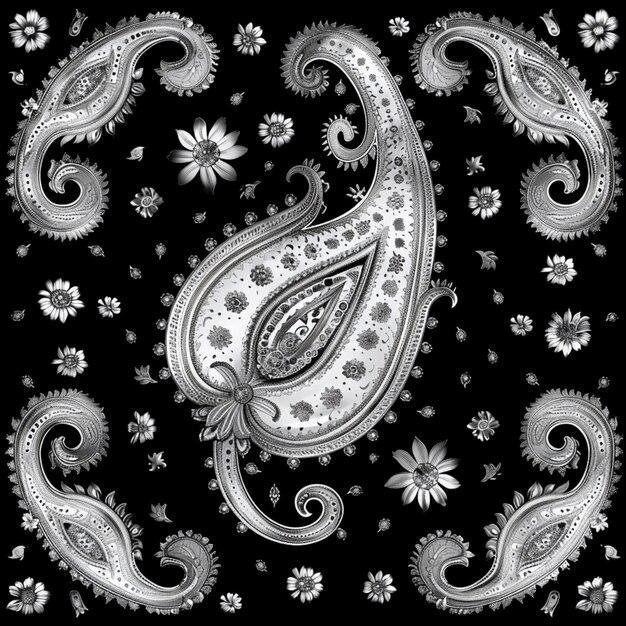 Photo a black and white photo of a black and white design with flowers and the word  the  tulip
