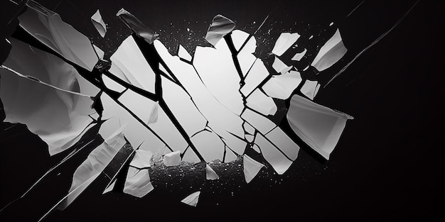 A black and white photo of a broken glass.