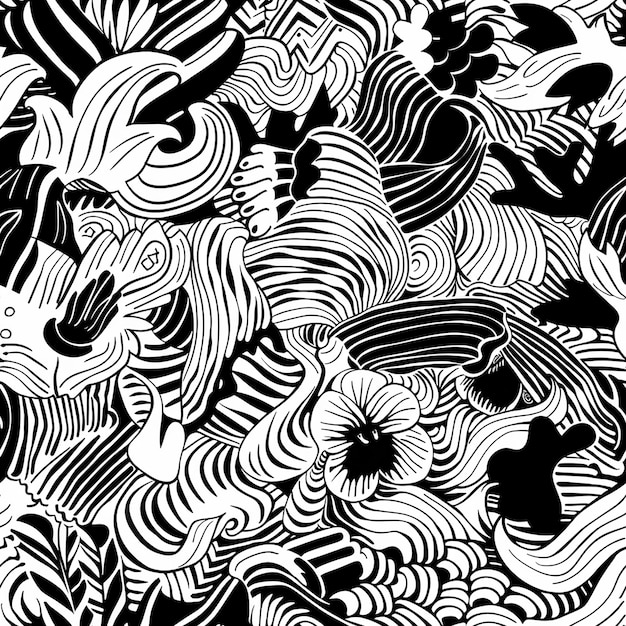 a black and white photo of a bunch of different shapes and lines