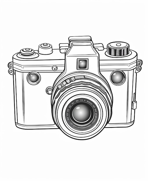 a black and white photo of a camera with a lens generative ai