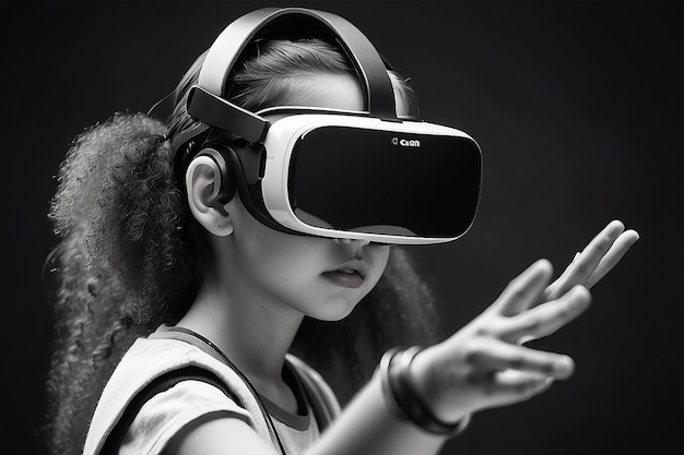 Black and white photo of can we bridge the gap and make the immersive virtual reality digital environment healthier for our young generations