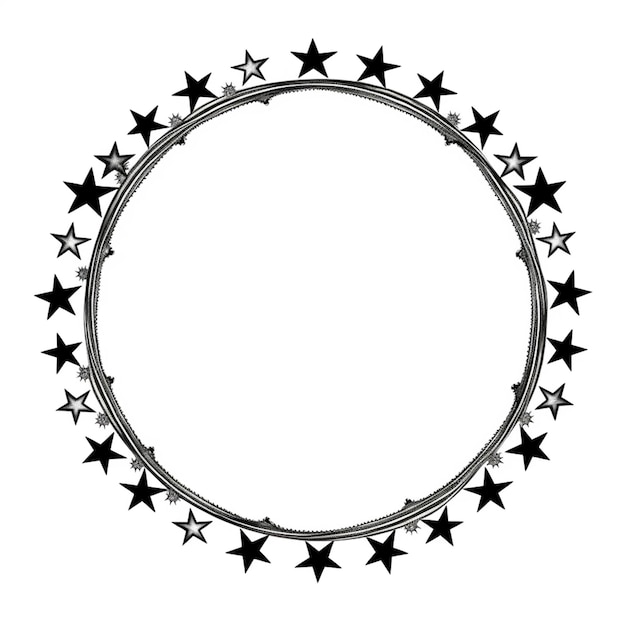 Photo a black and white photo of a circle of stars generative ai