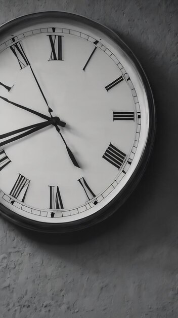 A black and white photo of a clock on a wall generative ai