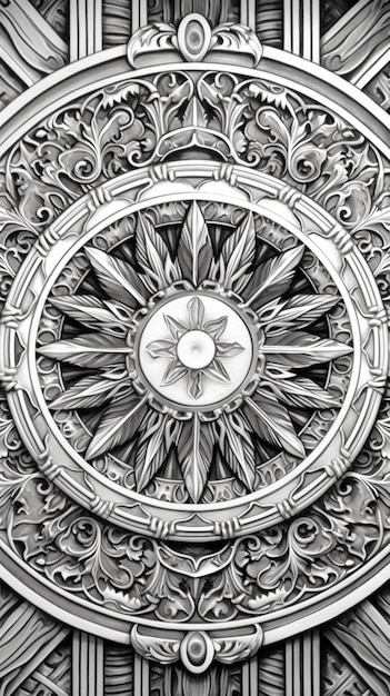 a black and white photo of a clock with intricate designs generative ai