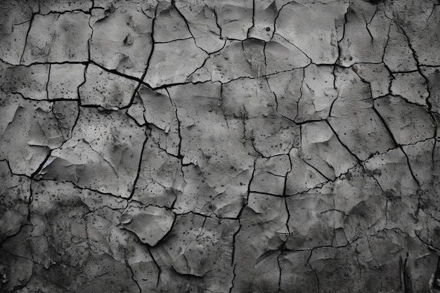 a black and white photo of a cracked wall with a rough texture