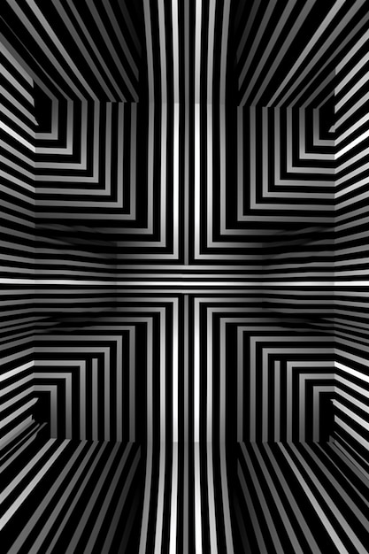 a black and white photo of a cross made out of lines generative ai