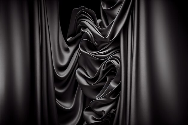 Premium Photo | A black and white photo of a curtain generative ai
