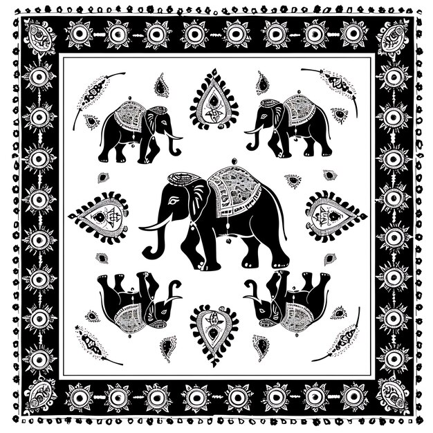 a black and white photo of elephants and flowers with the words quot elephant quot on it