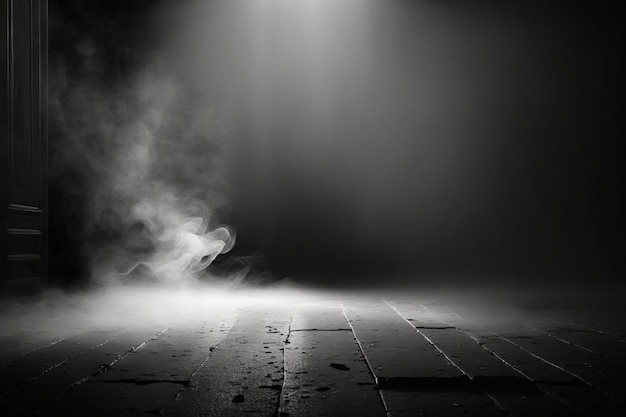 A black and white photo of a floor with smoke coming out of it.