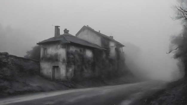 A black and white photo of a foggy wall generative ai