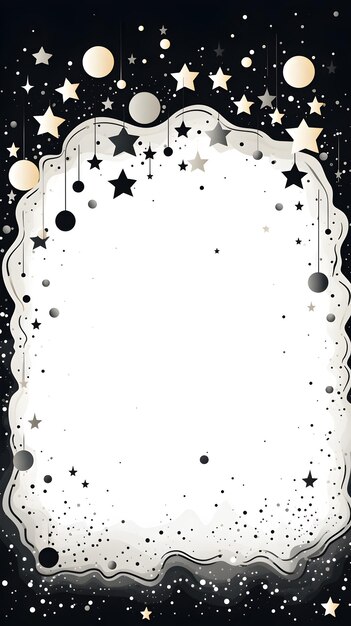 Photo a black and white photo frame with stars abstract black stars background invitation and