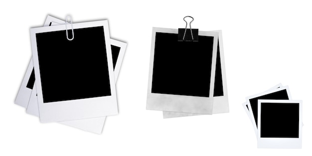 Black and white photo frames with shadows isolated on white background Vector illustration