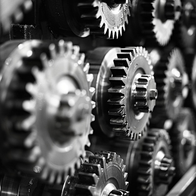 a black and white photo of gears that say gears