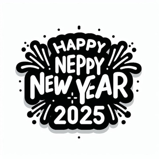 a black and white photo of a happy new year