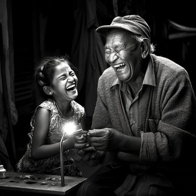 Black and White photo of happy people