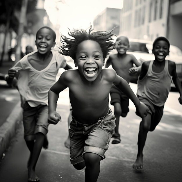 Black and White photo of happy people