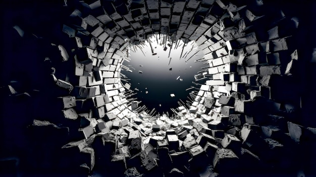 Черно-белое фото отверстия в форме сердца в стене здания Генеративный ИИ