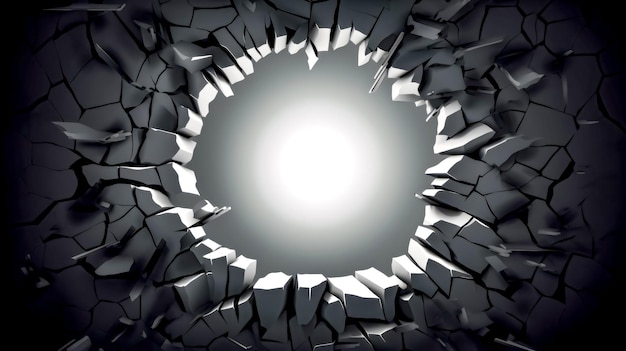 Черно-белое фото дыры в земле с вилкой, выступающей из нее Генеративный ИИ
