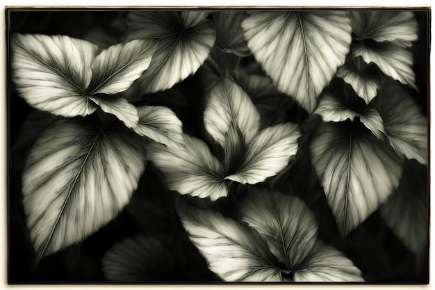 A Black And White Photo Of Leaves