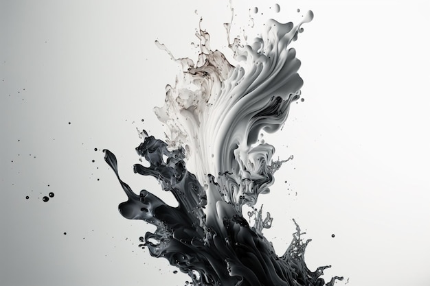 液体飛沫生成 AI の白黒写真