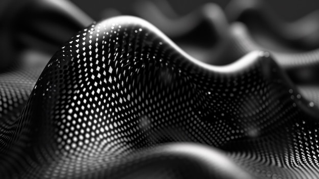 A black and white photo of a metallic fabric ai