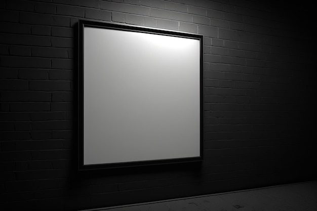 A black and white photo of a mirror on a brick wall generative AI