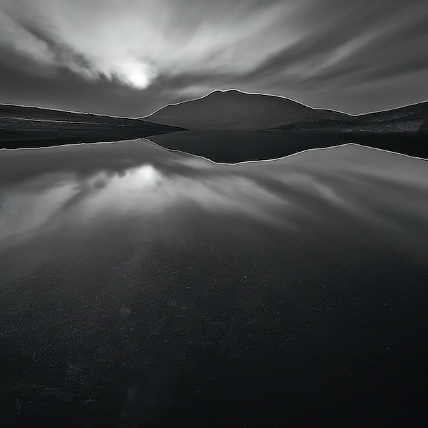 black and white photo of a mountain