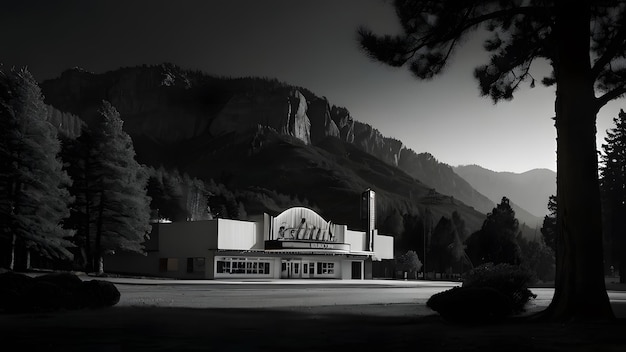 Foto una foto in bianco e nero di un cinema