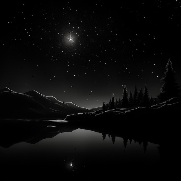 A black and white photo of the night sky