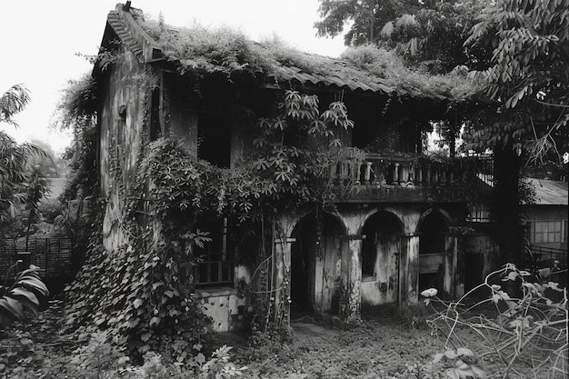 Photo a black and white photo of an old house