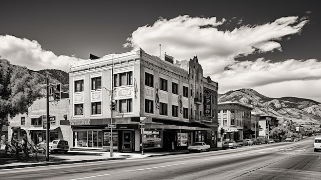 a black and white photo of the old town of a city.