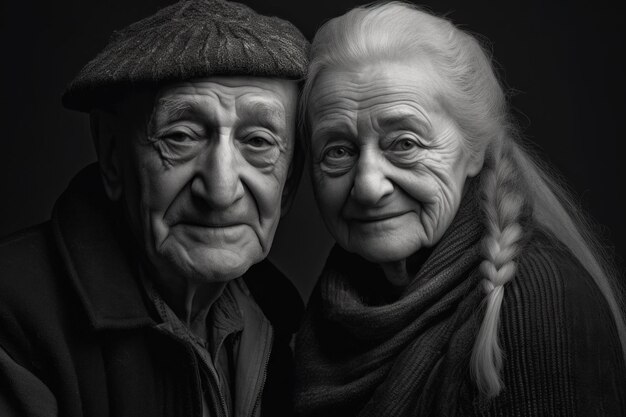 A black and white photo of an older couple generative ai image