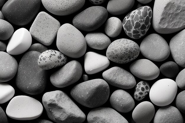 바위와 자갈 어리의 흑백 사진 generative ai