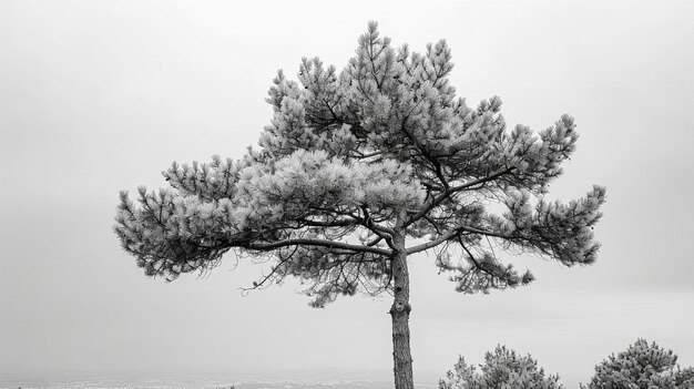 Photo a black and white photo of a pine tree