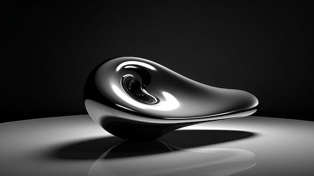 a black and white photo of a shiny object