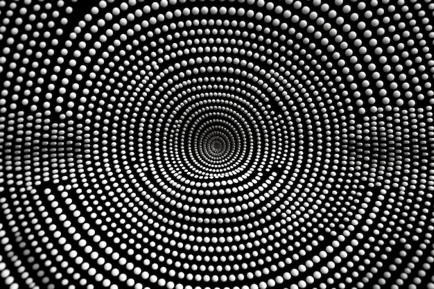 Photo a black and white photo of a spiral design made of circles generative ai