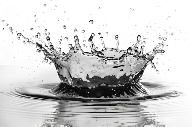 A black and white photo of a splash of water