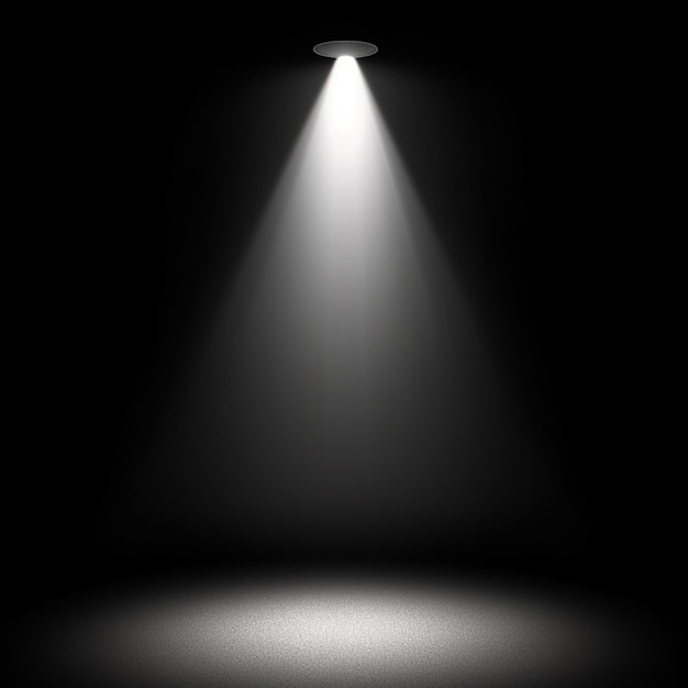 Photo a black and white photo of a spotlight shining down on a floor generative ai