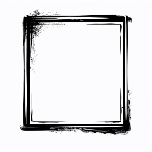 a black and white photo of a square frame with a brush stroke generative ai