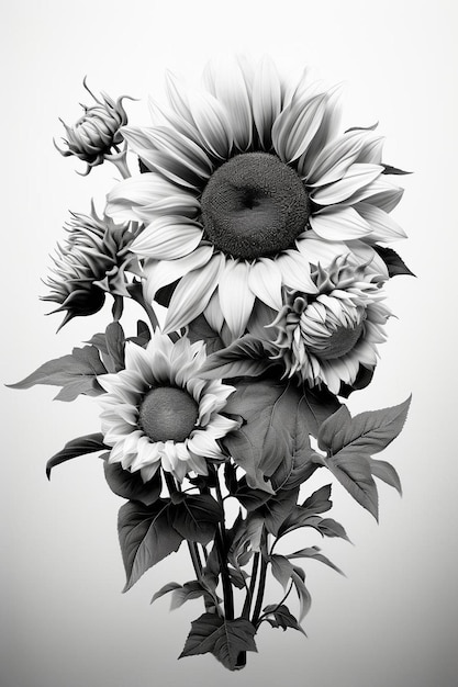 a black and white photo of a sunflower with the words " sunflower " on it.