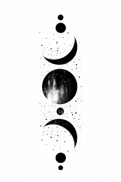 a black and white photo of three phases of a moon generative ai