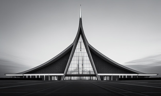 A black and white photo of a very tall building