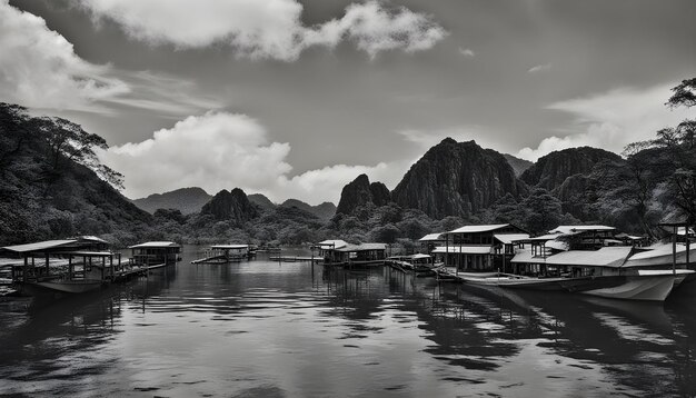 Photo a black and white photo of a village called a city