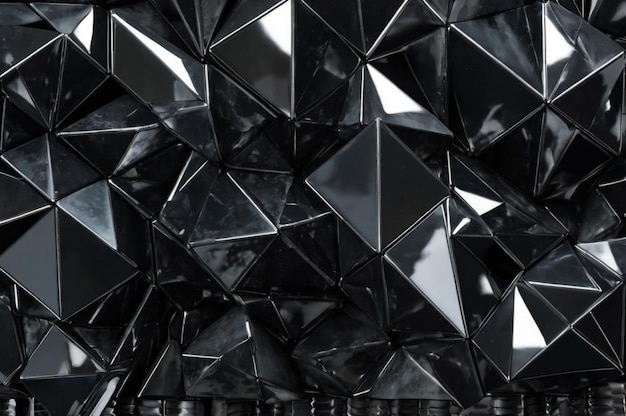 a black and white photo of a wall of black and white art