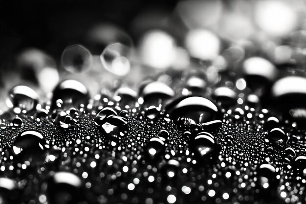 a black and white photo of water droplets on a black background