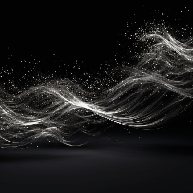 A black and white photo of a wave of smoke generative ai