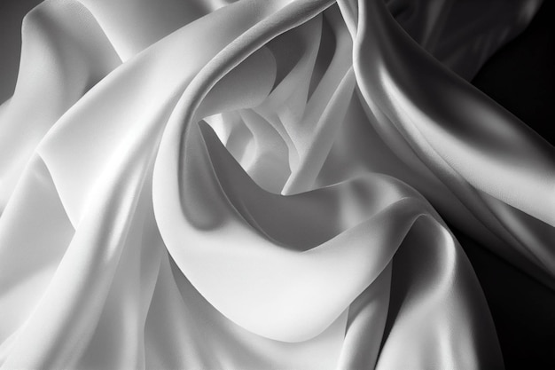 Black and white photo of a white fabric generative ai