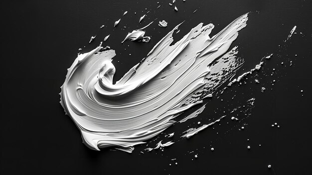 a black and white photo of a white splash of paint with the number 8 on it