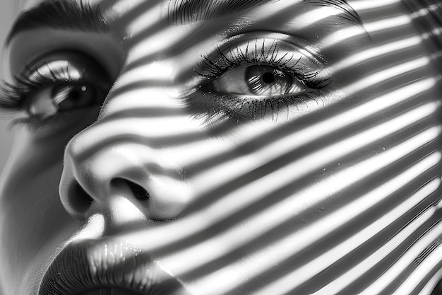 Photo a black and white photo of a womans eyes