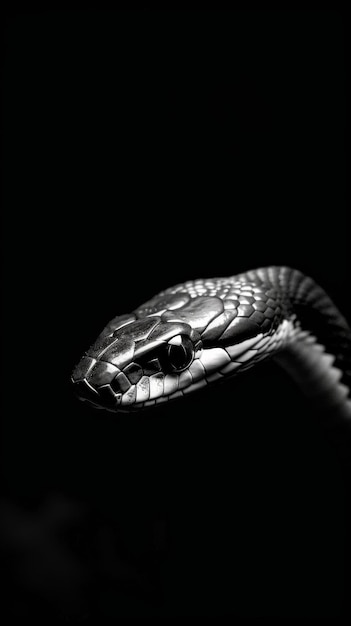 Photo black and white photography black mamba closeup